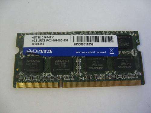 ADATA 4GB DDR3 2Rx8 PC3-10600S-999 PC3-10600S Laptop RAM Memory