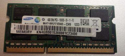 Samsung 4 GB SO-DIMM 1333 MHz PC3-10600 DDR3 Memory (M471B5273DH0-CH9)