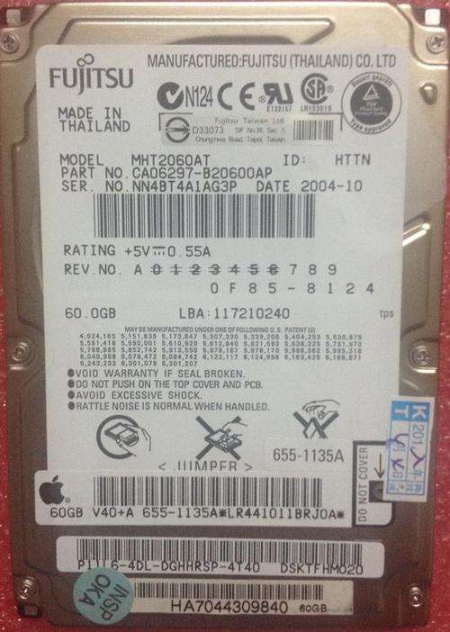 FUJITSU 60 GB HDD 2.5" 2 MB 4200 RPM MHT2060AT IDE Hard Drive For Laptop HDD