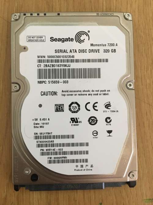 Seagate Momentus 320GB 2.5 Laptop Harddrive ***SPECIAL!!!!***