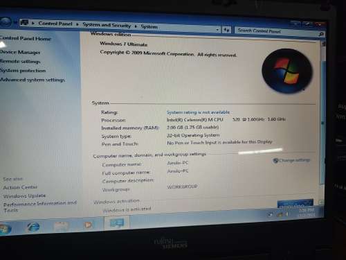 Siemens Amilo Intel Celeron Laptop**500GB**2GB Ram**Windows 7 Ultimate**