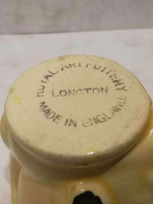 Vintage Royal Art Potteries Longton   -   Yellow Dog Egg  Holder