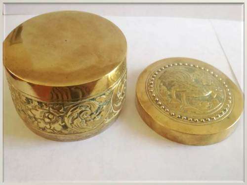 1940 - 1960`s Hand chiselled brass trinket box - rooster