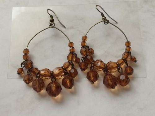 Brass Hoops with Brown Beads