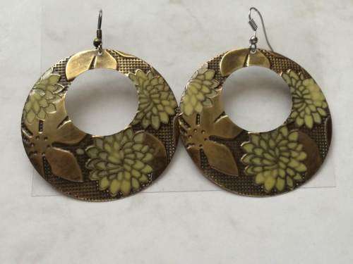 Green and Copper tone Hoops