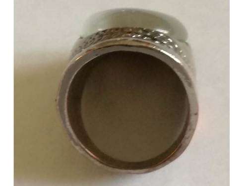 Oval Silver Plated  Semi Translucent White Ring