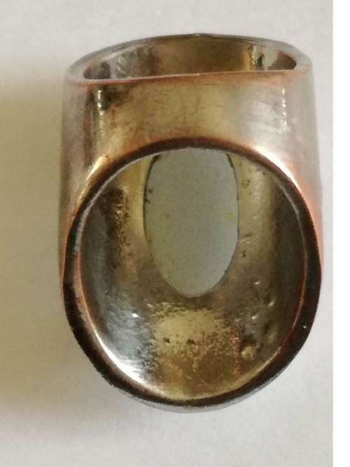 Oval Silver Plated  Semi Translucent White Ring