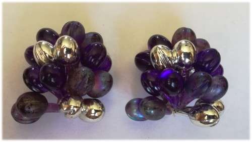 Clip On Purple & Silver Plastic Balls