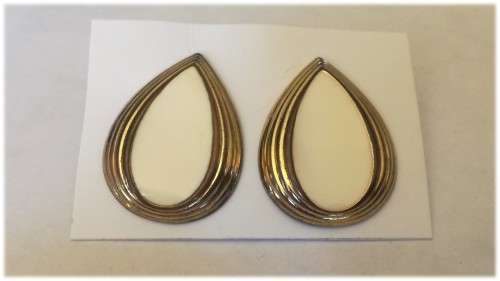 Beige and Gold Tone Teardrops