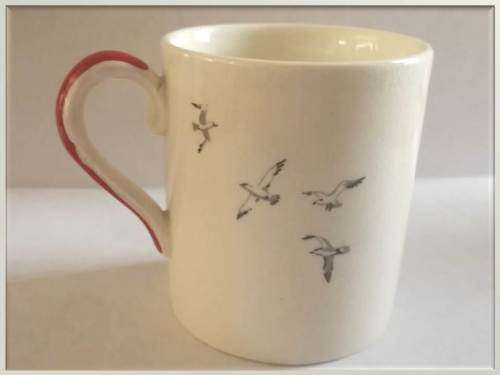 1950-1960`s  - 4 x Demitasse Cups and Saucer Duo -  Vintage `Red Regatta` -  Palissy -  Staffordshir