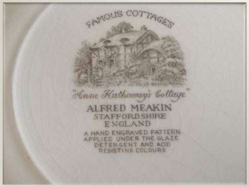 1950`s - Alfred Meakin Staffordshire - Anne Hathaway`s Cottage -  Dinner Plate