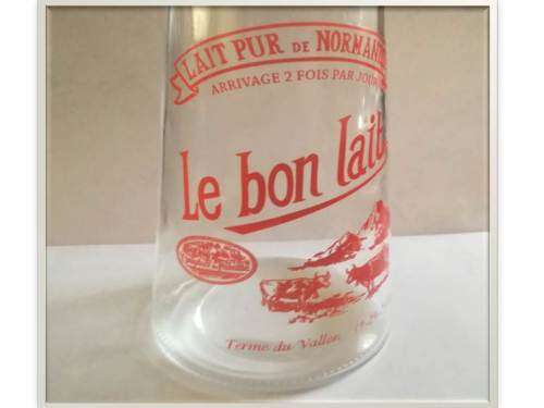 `Clearance Sale` - 1940 - 1960`s Tall Glass Milk Jug `Lait pur de Normandie`