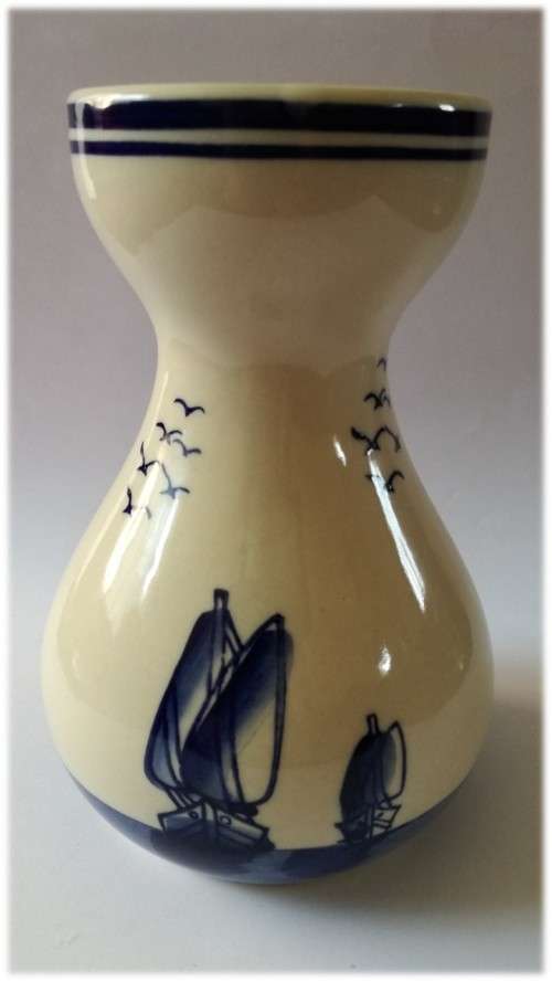 `Clearance Sale` - Brown and Blue Dutch Windmill and Ship Theme Vase -  House 4 Window