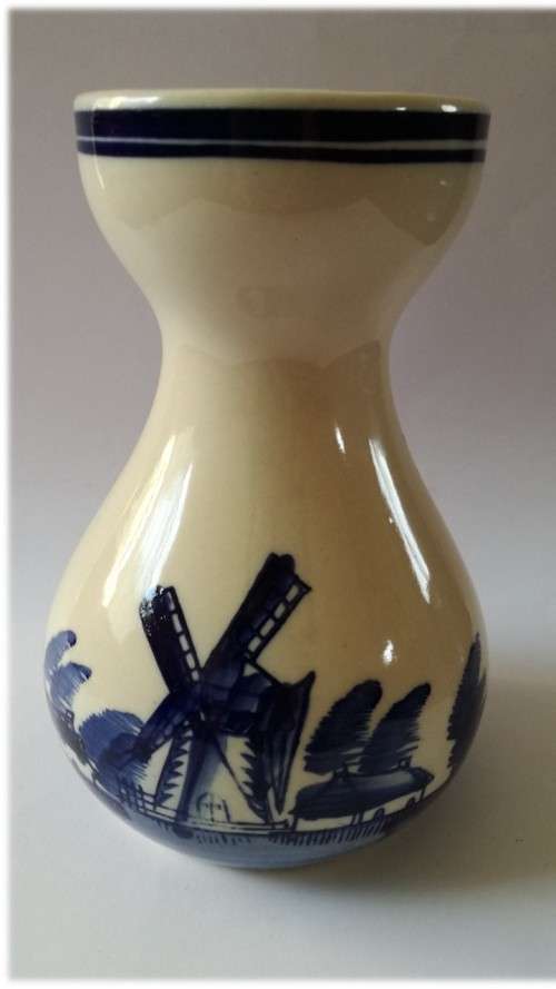 `Clearance Sale` - Brown and Blue Dutch Windmill and Ship Theme Vase -  House 2 Window