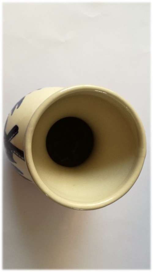 `Clearance Sale` - Brown and Blue Dutch Windmill and Ship Theme Vase -  House 2 Window