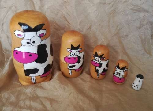 5 Piece Nesting Dolls -  Cows
