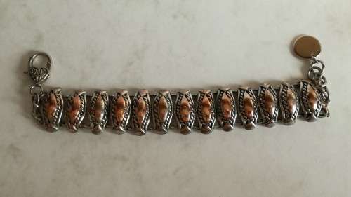 Silver and Peach Tone Pewter Bracelet