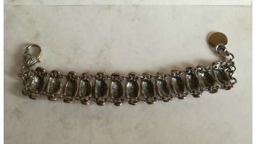 Silver and Peach Tone Pewter Bracelet