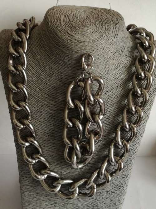 2 Piece - Bulky Cable Necklace with matching Bracelet