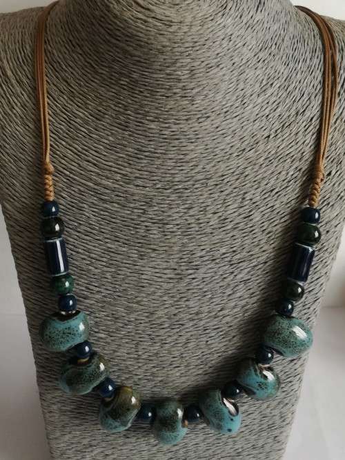 Light Blue and Black Stone/Clay Beads
