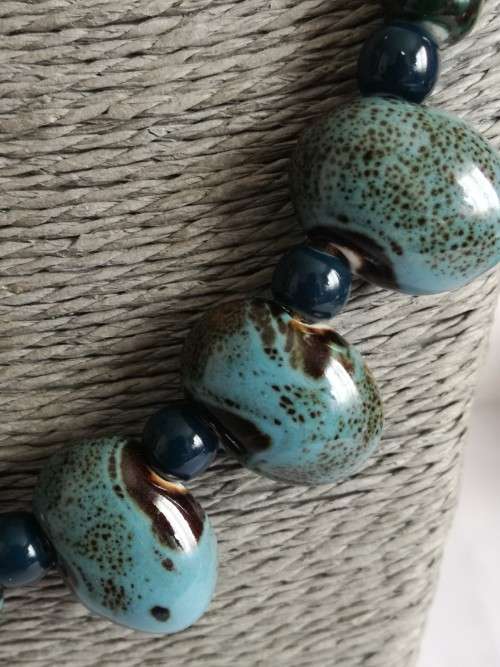 Light Blue and Black Stone/Clay Beads