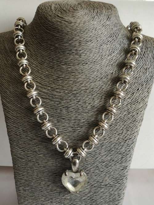 Big Heart and Silver Tone Necklace