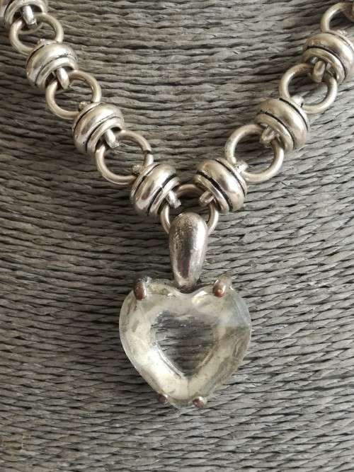 Big Heart and Silver Tone Necklace