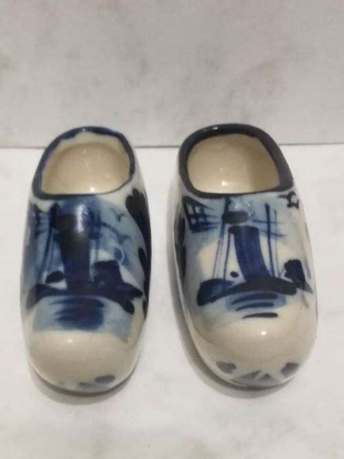 `Clearance Sale` - Porcelain Dutch Clogs - Hand Painted (c)