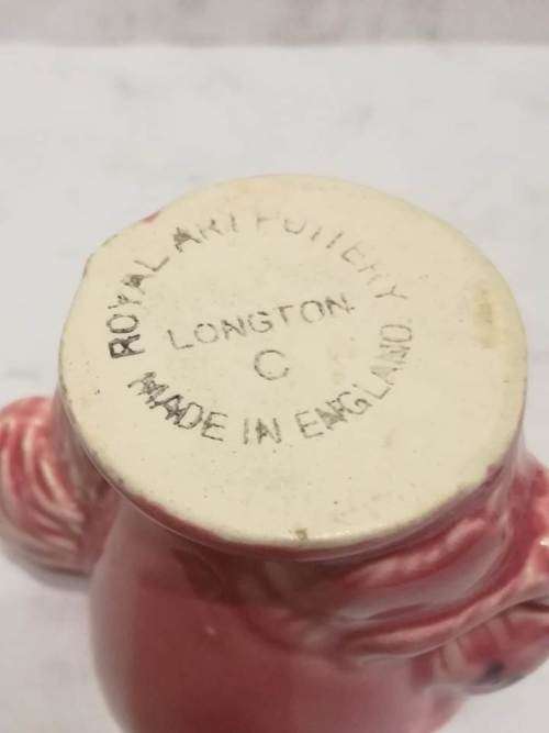 Vintage Royal Art Potteries Longton `C`  -   Pink Rabbit Egg  Holder