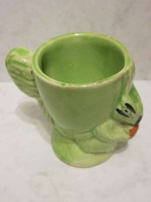 Vintage Royal Art Potteries Longton `C`  -   Green Rabbit Egg  Holder