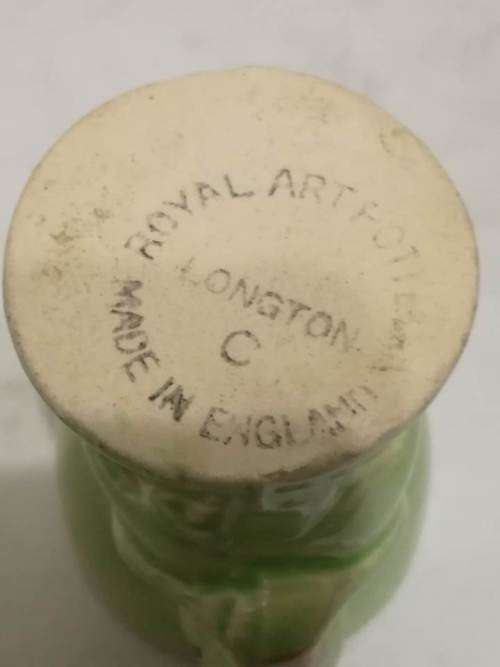 Vintage Royal Art Potteries Longton `C`  -   Green Rabbit Egg  Holder