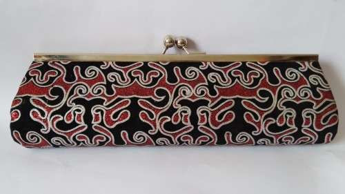 `Clearance Sale` - Black, Glitter Red and Silver Clutch Purse