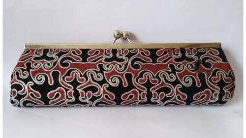 `Clearance Sale` - Black, Glitter Red and Silver Clutch Purse