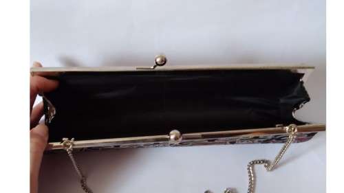 `Clearance Sale` - Black, Glitter Red and Silver Clutch Purse