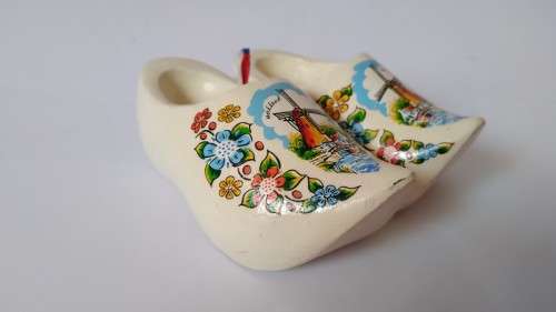 `Clearance Sale` - White Painted Pair of Small Dutch Clogs