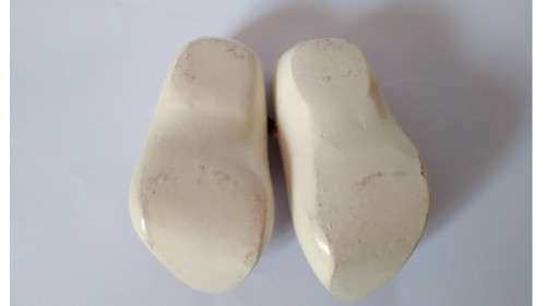 `Clearance Sale` - White Painted Pair of Small Dutch Clogs