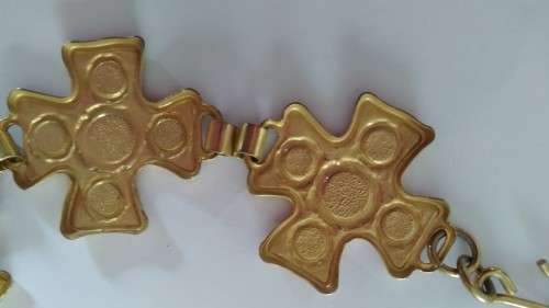 Light Metal Chain belt with glass/enamel inlay