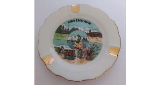 `Clearance Sale` - Danish Kobenhavn Porcelain Gilt Ashtray