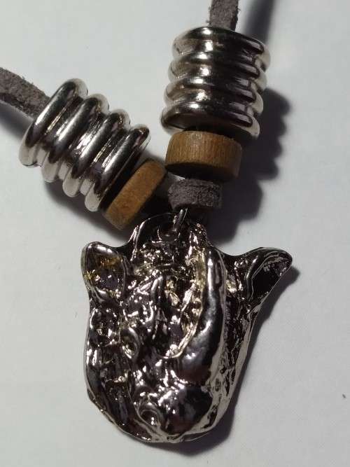 Adjustable faux leather pewter bracelet -  Rhino