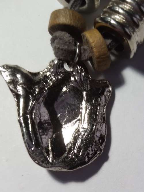 Adjustable faux leather pewter bracelet -  Rhino