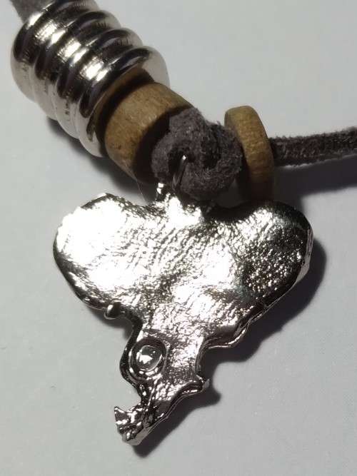 Adjustable faux leather pewter bracelet -  Elephant