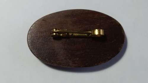 Dark Brown Oval Wood Brooch