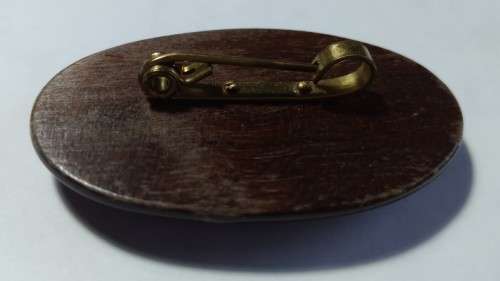 Dark Brown Oval Wood Brooch