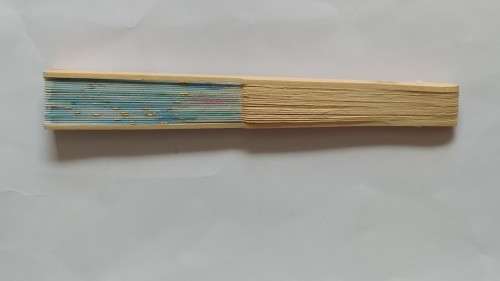 Light bamboo folding hand /decorative fan -  blue