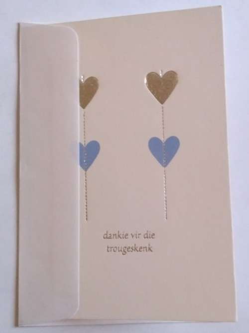 Clearance Sale - Dankie Kaart +  Koevert -  Trougeskenk  16cm x 15cm