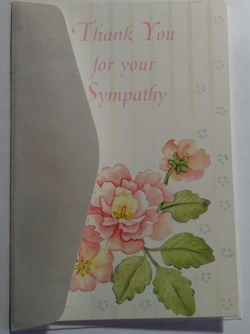 Clearance Sale - Thank You Sympathy Card +  Envelope  13.5cm x 8cm