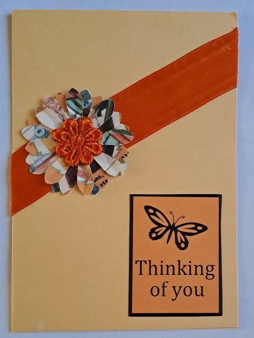 Handmade `Thinking of you` card + envelope