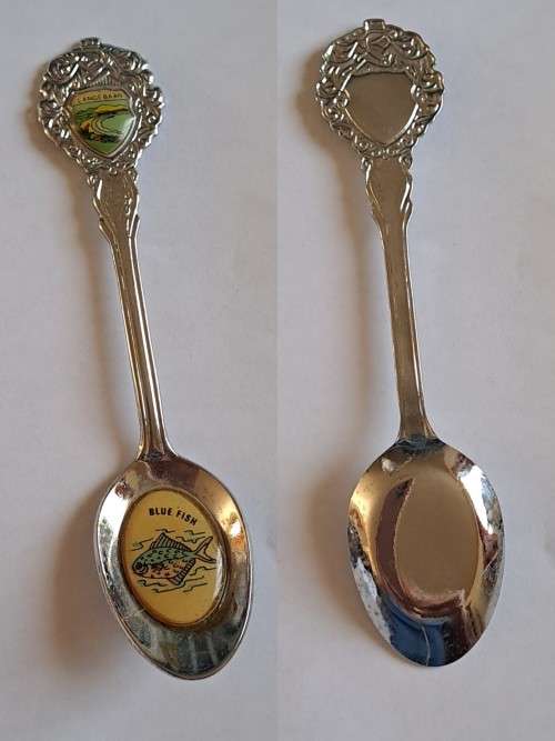 Vintage souvenir spoon -Lange Baan  -  Blue fish