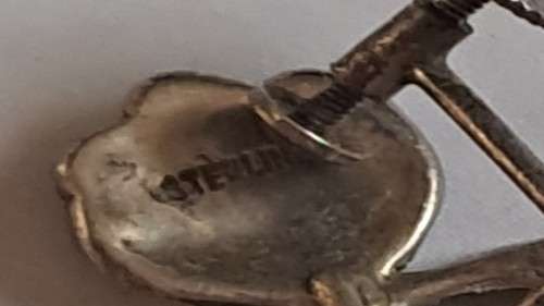 Vintage `sterling` screw-back marcasite earrings with faux pearl (?) earrings