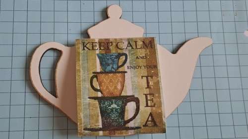 Tea pot magnet with 2 `decorative` teabags attached - `Keep Calm`